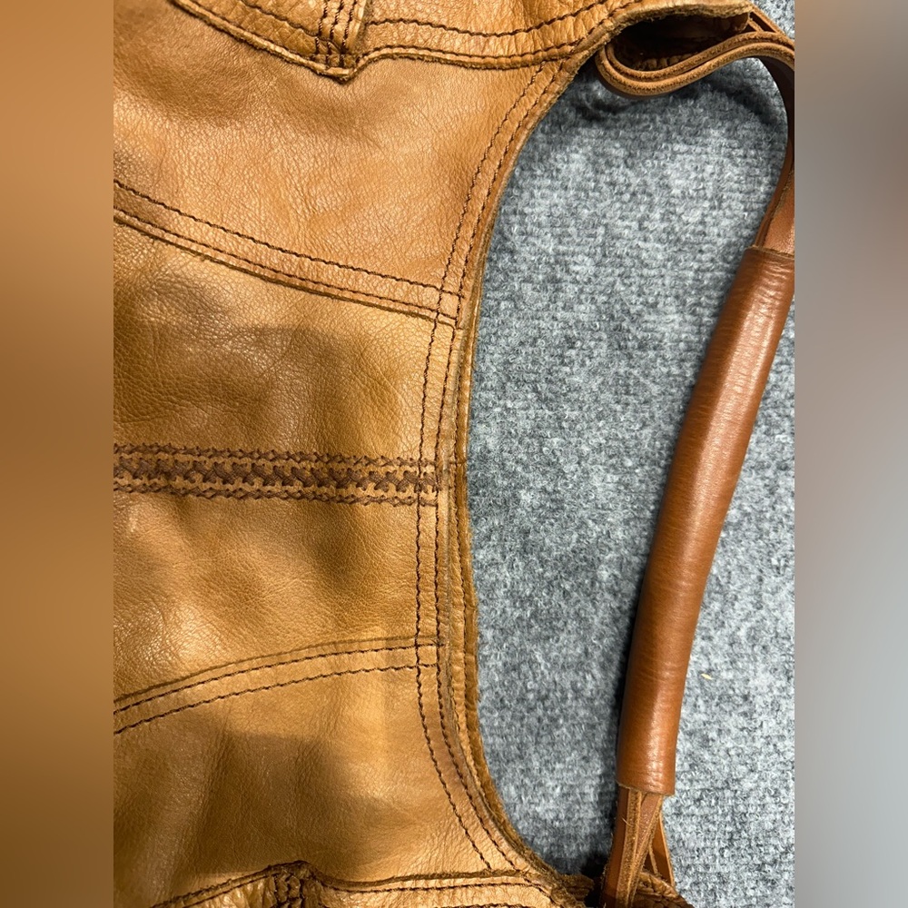 Lucky Brand Distressed Leather Hobo in Cognac Brown GB007 - Picture 10 of 15
